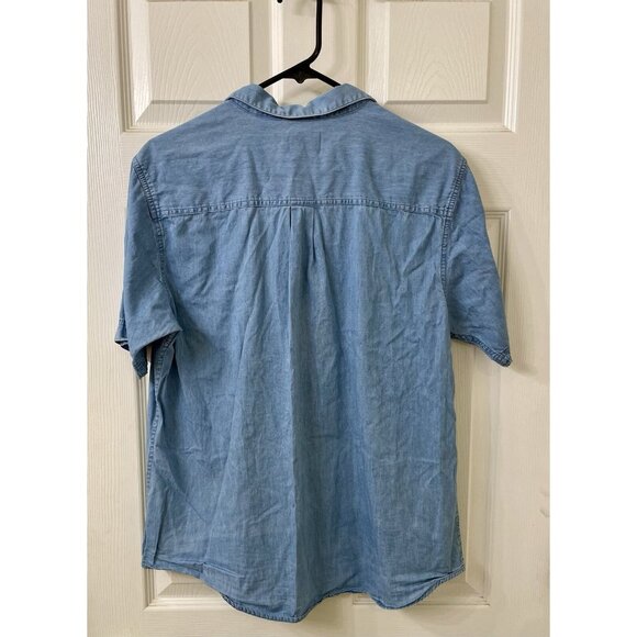 Cottagecore Floral Embroidered Denim Button Shirt Medium Vintage 90’s Mom Granny - Picture 4 of 7